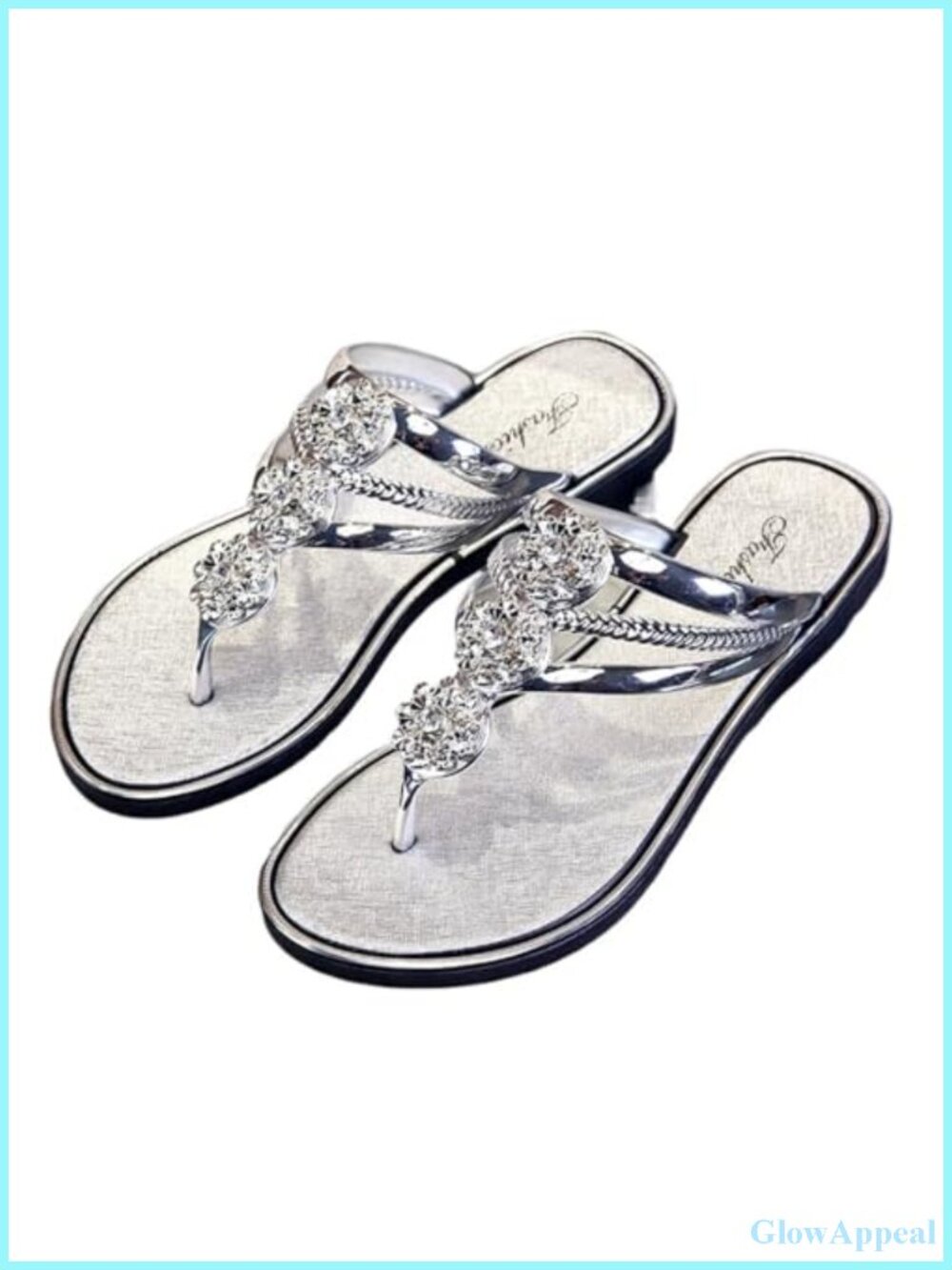 Rhinestone Flat Thong Sandals T-Strap Dressy Summer Sparkly